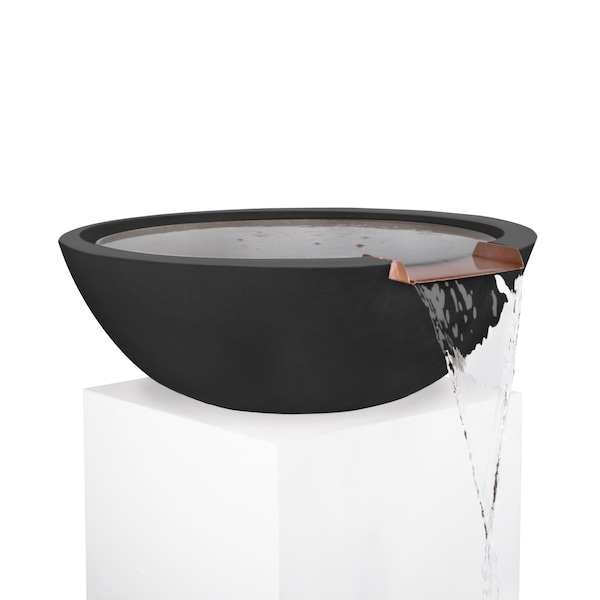 The Outdoor Plus 33 Round Sedona Water Bowl - GFRC Concrete - Black - OPT-33RWO-BLK - main